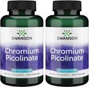 Swanson Chromium Picolinate - תוספת טבעית לקידום מטבוליזם וניהול משקל - תומך רמות סוכר בדם בריא כבר בטווח הרגיל - 200 קפסולות, 200mcg כל) 2 Pack