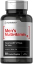 Horbäach Mens Multivitamin | 60 Caplets | Advanced Formula | עם ויטמין C, D, Magnesium, מינרלים ועוד | Non-GMO & Gluten Free Supplement