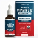 ויטמין B12 5000 mcg | מכיל 3 טפסים bioActive B12 Plus Methylfolate Cofactor - Methyl B12, Adenosyl B12 & Hydroxy B12 | טופס sublingual, Bri Flavor, אורגני, טבעוני (60 משרתים)