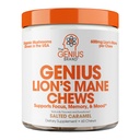 Genius Lion's Mane Soft Chews תוסף - Nootropic Mushroom for Focus, Clarity, Memory, Energy, Brain Health Support - Salted Karamel Flavor