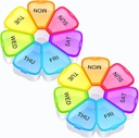 מארגנת גלולות שבועיות גדולות, OAAO XL 7 Day Portable Pill Case for ויטמין, Cod Liver Oil, Pills, תוספים, מארגנת תרופות פרחים ידידותי (2 Pack)