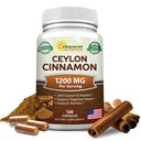 טבעי Ceylon Cinnamon 1200 מ"ג - 120 קפסולות, True Cinnamon מסרי לנקה, גלולות תוספי תזונה לקדם בריאות הלב