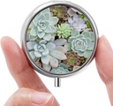 Mini Pill Box, Small Pill Box, Portable Pill Box, Sweet Pill Organer עבור ויטמינים, תרופות, שמן דגים ותוספים (Succulent)