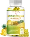 GREENPEOPLE Magnesium Glycinate חניכיים עם Citrate 1000 מ"ג, Turate & Matale - סוכר חינם - Magnesium Potassium תוסף עם ויטמין D, K2 עבור Calm Mood & Zzz תמיכה - 60 Pineapple Gummies