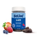 BeLive 5HTP חניכיים - 60 Ct I 5HTP מתח הקלה חניכיים עבור שינה טובה יותר, ריכוז מוגדל, Mood Booster & Stress הקלה I Serotonin Booster למבוגרים, טבעוני 5 HTP תוסף - מעורב Berries Flavor