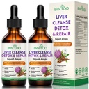 2 Pack Liver Health Liquid Drops - 2000 מ"ג חלב Thistle, Dandelion Root, Artichoke, Silymarin Extract, & Turmeric Herbs - טבעוני, non-GMO - 4 Fl Oz (120 מ"ל)