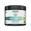 ZHOU Nutrition USDA אורגני Supergreens אבקת, Superfood Smoothie Juice, Spirulina, Chlorella, חיטה, Kale, סיבים, Immune ותמיכה אנרגיה, טבעוני, non-GMO, 30 משרתות