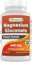Best Naturals Magnesium Gluconate (35 מ"ג מגנזיום מ 600 מ"ג של Magnesium Gluconate) 180 טבליות