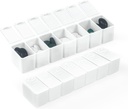 מארגנת גלולות קטנות שבועיות, 7 Day Pill Case, Dailyוויטמין Case Medicine Box, Pill Containers for Medicine Supplements Fish Oil (2Pcs, White)