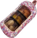 Bling Pill מארגנת - וקומפקטי גלולת גלולה עבור Purse - Stylish Pill Case with Sparkling Design - Travel-Friendly Medicine Holder -Slide in/Out Design PillPSKer (Pink)