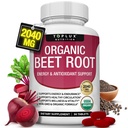 פוליקת שורש אורגני - 2040 מ"ג טבעי Nitric Oxide Beets כדי לתמוך, אנרגיה, שחור פפר טוב יותר Absorption, Non-GMO, עבור גברים, 90 טבליות
