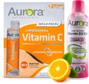 אורורה Nutrascience Mega Liposomal ויטמין C 32 Pack + ויטמין D3/K2 בקבוק בונדלה - תוספת לתמיכה חיסונית ובריאות קוגניטיבית - 32 משרתות כל אחד