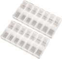 2 Pack OPP Clear Daily Pill Box מארגנת, Am Pm PillPSKer 7 יום, מארגנת גלולות שבועיות 2 פעמים ביום עבור גלולות, תוספים ותרופות, Small Pill Box 7 יום, מארגנת תרופות