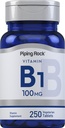 Piping Rock ויטמין B1 100 מ"ג | 250 טבליות | Thiamine Supplement | Vegetarian, non-GMO, Gluten Free