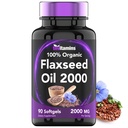 tnvitamins אורגני Flaxseed שמן Softgels: 2000 מ"ג - 90 Softgels | גבוה אומגה 3 שומן Acids