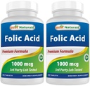 Best Naturals Folic Acid 1000 mcg (Vitamin B9), 240 טבליות (1000 mcg (Pack of 2))