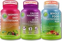 טבעוני Multivitamins & Calcium tri - Whole Food Multivitamin עם Iron + Women's Daily Multivitamin עם Iron + Plant-based Calcium, Magnesium, Zinc, D3, K2 & Turmeric - אנרגיה, העצם & Immune תמיכה תמיכה תמיכה תמיכה