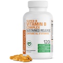 Bronson Super B ויטמין B Complex Sustained Slow Release (Vitamin B1, B2, B3, B6, B9 - Folic Acid, B12 מכיל את כל ויטמין B 120 טבליות