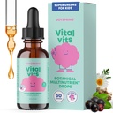 JoySpring Vital Vits - Kids Liquid Multivitamin - 1 fl oz (30 משרתים) | צמחי נוזלי ויטמינים לילדים | פלאבור טבעי | טולר Multivitamin with Elderberry, Spirulina ועוד