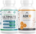 Best Over-The-Counter Prostate Support - Prostate Health Supplement for Men (60 קפסולות) + ADK 10 ויטמין תוסף + שמן זית ל- Better Absorption (90 קפסולות צמחוניות)