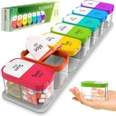 עוד מארגנת גלולות שבועיות גדולות - XL ויטמין Holder עם 7 השוואת ראש AM חד פעמי - Portable Medicine Dispenser for Home and Travel, Big תוסף Container for Weekly or Daily Use, Rainbow