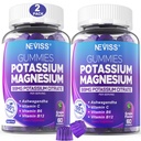 Potassium Magnesium Gummies - תוסף Potassium w/Ashwagandha 200 מ"ג, Magnesium Glycinate,B6,B12,P-otum Citrate for Leg Cramps,muscle,Electroyte for Adults, Sugar-Free, 2 Pack