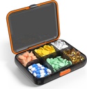 מארגנת גלולות נסיעות גדולות Portable Dispenser Moisture Resistant Pill Case עבור ויטמינים שמן שמן דגים תוספי 6 השוואת גלולות Box Removable Dividers (Black)