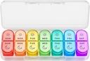 מארגנת גלולות שבועיות 2 פעמים ביום - AM PM Pill מארגנת עם 7Daily Color-coded Small Cases, Morning and Night Travel Pill Cases עבור ויטמינים, תרופות ותוספים