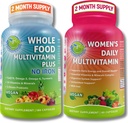 תמיכה ב- Multi-System של נשים - Whole Food Multivitamin Without Iron + Women's Daily Multivitamin with Iron - טבעוני, Non-GMO, תמיכה ב-Daily