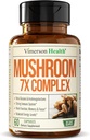 מתחם ushroom עם טורקיה Tail, Lions Mane Extract, Shiitake Mushrooms, Reishi, Cordyceps, Maitake, Chaga & More - 7-in-1 Mushroom תוסף עבור בהירות נפשית, אנרגיה טבעית ו Focus