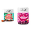 OLLY Teen Girl Multi Gummy, Skin and Immune Support, 15 ויטמינים חיוניים, 70 Count Gummy Active Immunity+Elderberry, 45 מסטיקנים, ברי פלפור