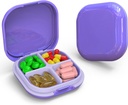 Daily PillPSKer 4 השוואתיות, Small Pill Box Portable Travel Pill Case, Mini Pill Container for Purse Pocket, קומפקטי Travel Medicine ארגן עבור ויטמין, Cod Liver Oil, תוסף (Purple)