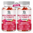 מגנזיום Magnesium Glycinate Gummies 400 מ"ג עם 100 מ"ג מגנזיום Composite מגנזיום - תוספת מגנזיום Magnesium Potassium עם ויטמין D, B6 תומך Calm, Sleep, Memory & השרירים Cramps, Sugar חינם - 120 חניכיים
