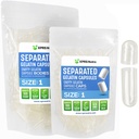 XPRS Nutra Size 1 Gelatin בנפרד קפסולות - 100 ספירת גלולות ריקות נפרדות ב Bags - Clear Pills for Do-It-Yourself DIY תוסף מילוי