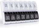 MeRICARGO Am Pm Pill מארגן 7 ימים, 2 פעמים ביום גדול כדור שבועי Box, Push Button Daily Pill Case עבור ויטמין, שמן דגים, תוספים