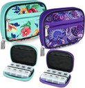 Serfeymi® Travel Pill Productionser Pill Case for Purse with Removable 7 Day Pill Box, fashionable Travel Medicine Suiteer Pill Container for Medicine, ויטמין, תוסף ירוק 01 + Purple 01 + Purple 01