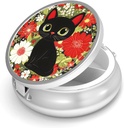 גלולת גלולת גלולות 3 עבור Purse & Pocket Mini Metal Pill Holder Travel Piller מכיל גלולותer כדי להחזיק תוספי ויטמינים BPA חינם (Cute Cat)