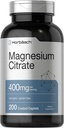 Horbäach Magnesium Citrate | 400 מ"ג | 200 Caplets | Vegetarian, non-GMO ו- Gluten Free Supplement
