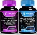 Goodness LABSRX Nattokinase תוספי קפסולות - 5000 FU - Magnesium Glycinate קפסולות 750 MG