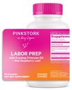 Pink Stork Labor Prep תוסף - Evening Primrose Oil & Red Raspberry Leaf for Third Trimester, Gentle Labor & Postpartum Support, הריון והנקה בטוחה, 60 קפסולות טבעוניות