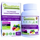 7 in 1 Elderberry with ZINC, Vitamin C, Vitamin D, Echinacea, Ginger & Indian Gooseberry (Amla).Premium Elderberry Capsules 90 ct, All Natural,Non-GMO,Vegan,No Rice Powder, No-Gluten
