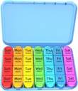 Odaro שבועי גלולות מארגנת 4 פעמים ביום, Daily Pill Box 7 Day, Big Travel Pill Case עם 28 השוואתיות ל- Hold Medicine, ויטמין ותוסף - Blue Case