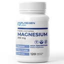 Puregen Labs Triple Magnesium מורכב 300mg של Magnesium Glycinate, Malate ו Citrate [High Absorption] 120 ואג קפסולות | No Harmful Additives