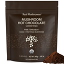 Real Mushrooms Un Sweetated Chocolate Mix with 5 Defenders - Reishi, Chaga, Turkey Tail, Maitake, Shiitake - Cocoleded Un Sweetened - אורגני Cacao אבקת תוסף, טבעוני, 15 משרתים