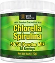 Good Natured Premium Chlorella Spirulina אבקה | 85 משרתים | Non-GMO | Sunlight Grown | Deep Green Color | Cracked Cell Wall