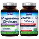 Innate Vitality Magnesium Glycinate & ויטמין B12 Bundle, Noten Glu & Vegan, Magnesium (120 Caps) & ויטמין B12 (90 Fast Dissolve Tabs), חבילת ערך, Bundle & Save.