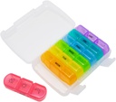 EZY DOSE Weekly (7-Day) Daily Medtime Pill Organer Case, ויטמין Planner ו- Medicine Container, Removable Large Pop-Out Individualהשוואות, 3 פעמים ביום, Travel Friendly, Rainbow, BPA Free