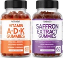 ADK ויטמין D3 K2 D (60 חניכיים) K - 10 טבעוני תוספת - טעים Raspberry Flavor ו Saffron (60 מסטיק) Premium סוכר תוספי מזון חינם למבוגרים - 5 ב 1 מתקדם פורמולה - טבעוני & USA Made Made Made Made