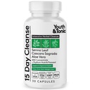 Youth & Tonic 15 Day Cleanse – Colon & Gut Cleanse Detox Reset for Plateaus, Belly Bloating & Regularity, Digestive Health – for Women & Men, 30 Pills