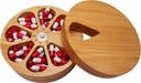fashciaga Bamboo Wood Daily Weekly Medicine Pill Organer Case Box,Kitchen Salt Spice Cellar Containers,Earring Ring תכשיטים אחסון תכשיטים דקורטיביים (Large)